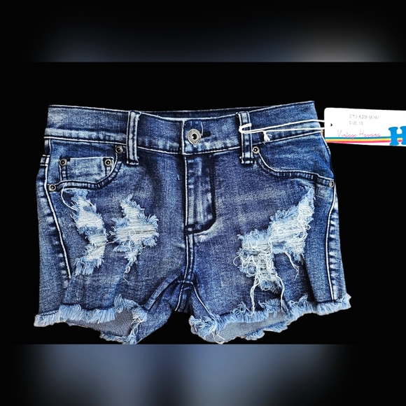NWT Girl's Vintage Havana Distressed Denim Cut-Off Jean Shorts Size 10 - Picture 2 of 4